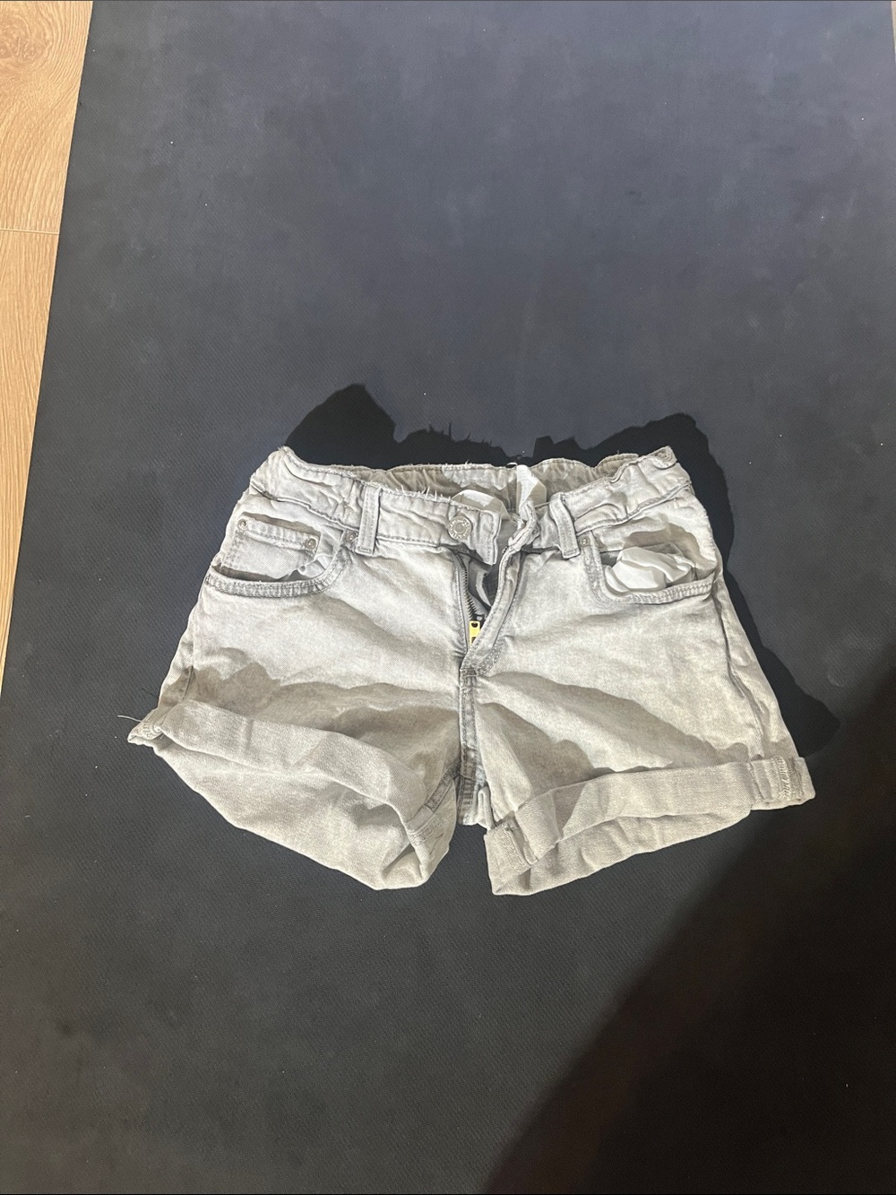 H&M Light Gray Denim Paperbag Waist Shorts